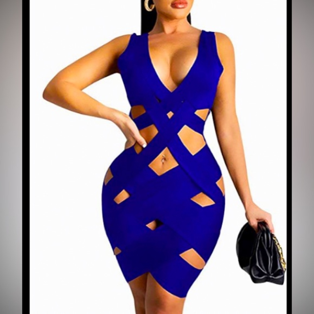 Sexy V Neck sleeveless Bandage Dress